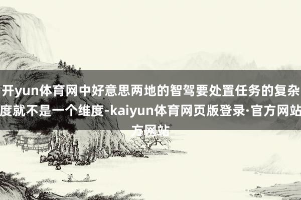 开yun体育网中好意思两地的智驾要处置任务的复杂度就不是一个维度-kaiyun体育网页版登录·官方网站